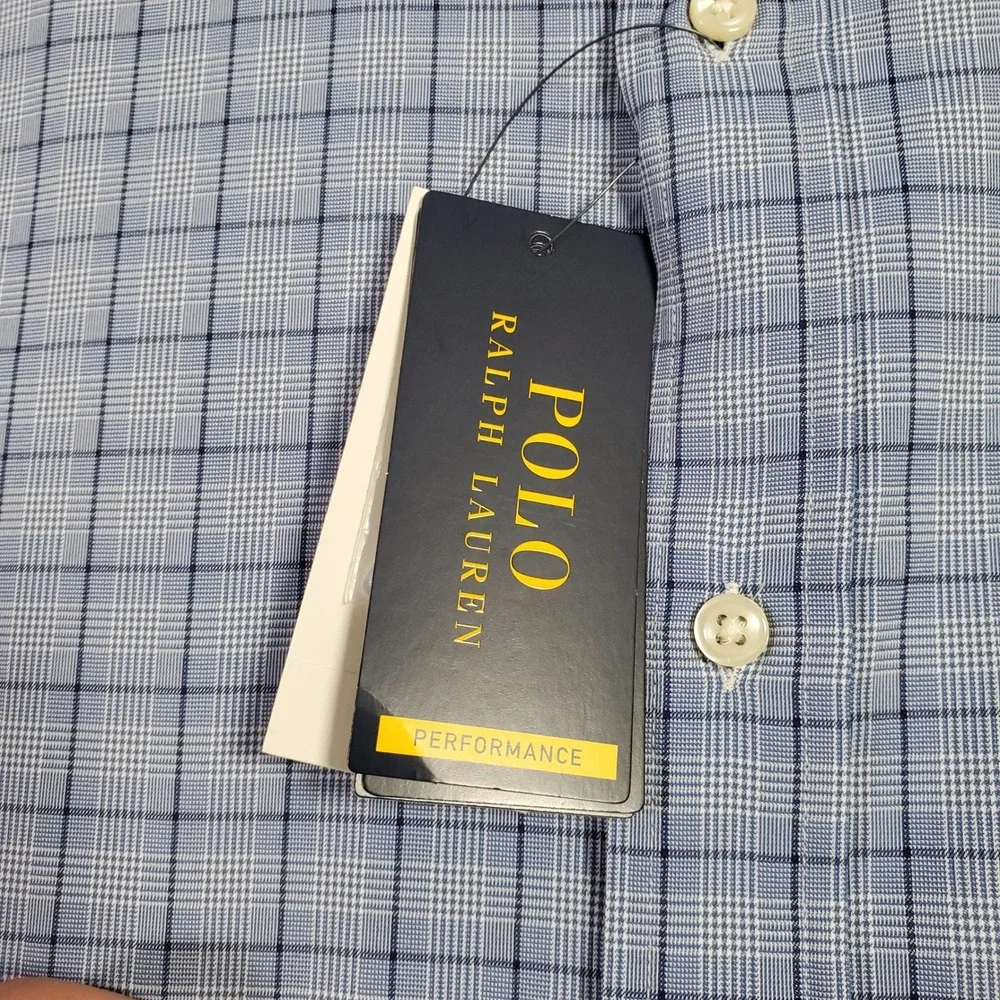 Polo Ralph Lauren Shirt Mens XL Blue Plaid Performance Classic Fit Preppy NEW
